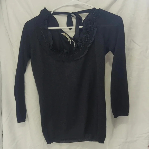 Prada Black Sweater Beaded Neckline Women IT 46P - Picture 1 of 4